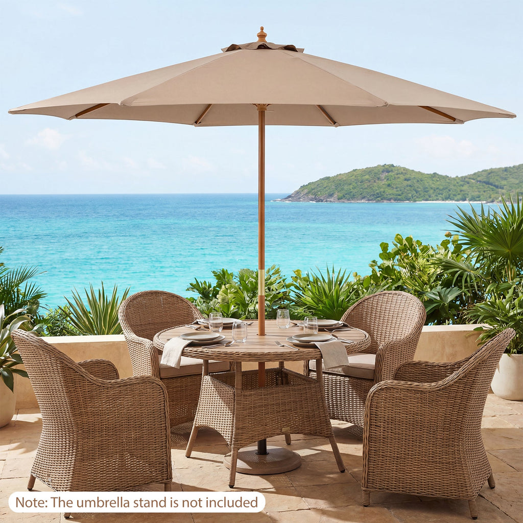 9-Foot Outdoor Market Table Umbrella with Bamboo Pole and 8 Ribs