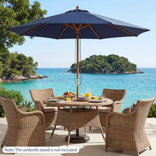 9-Foot Outdoor Market Table Umbrella with Bamboo Pole and 8 Ribs