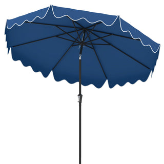 9-Foot Patio Umbrella with Push-Button Tilt, Crank Handle and Ruffled Canopy