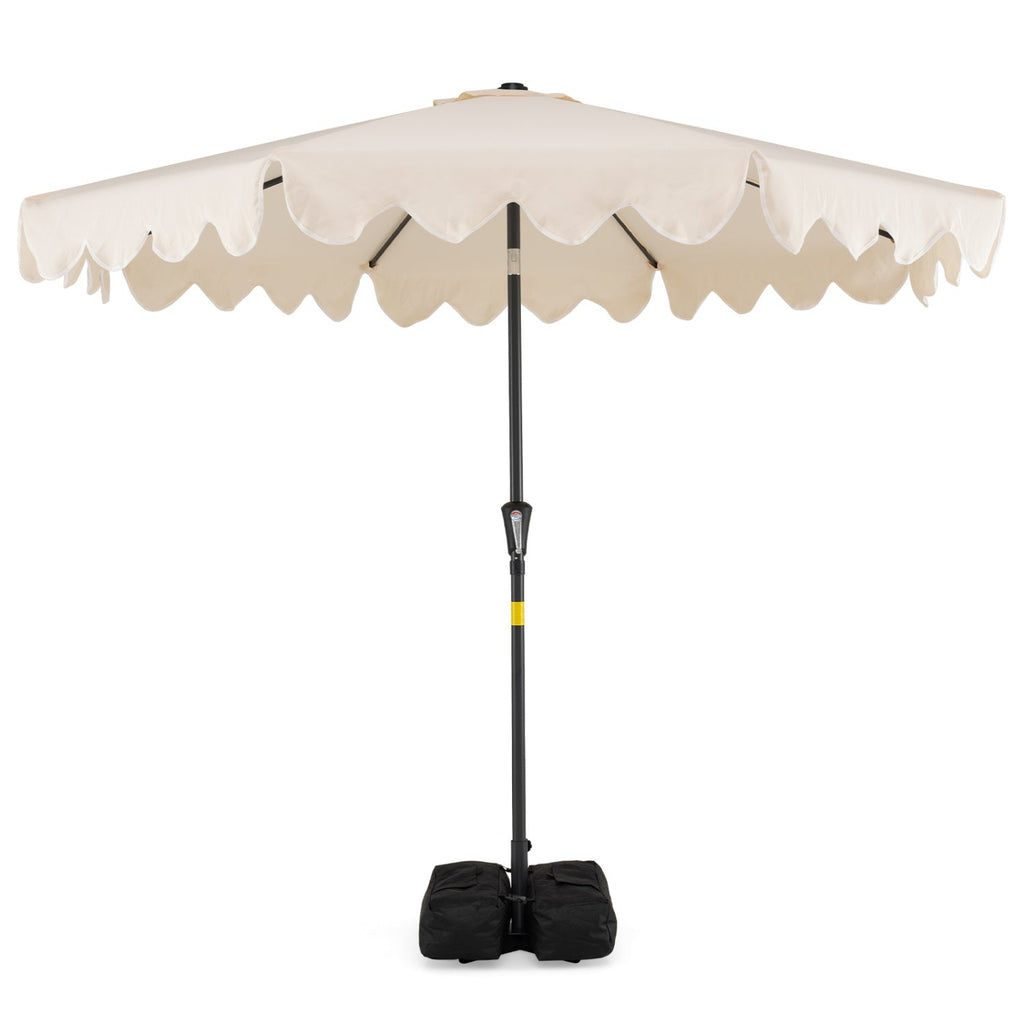 9-Foot Tilting Patio Umbrella with Weighted Base and Sandbags