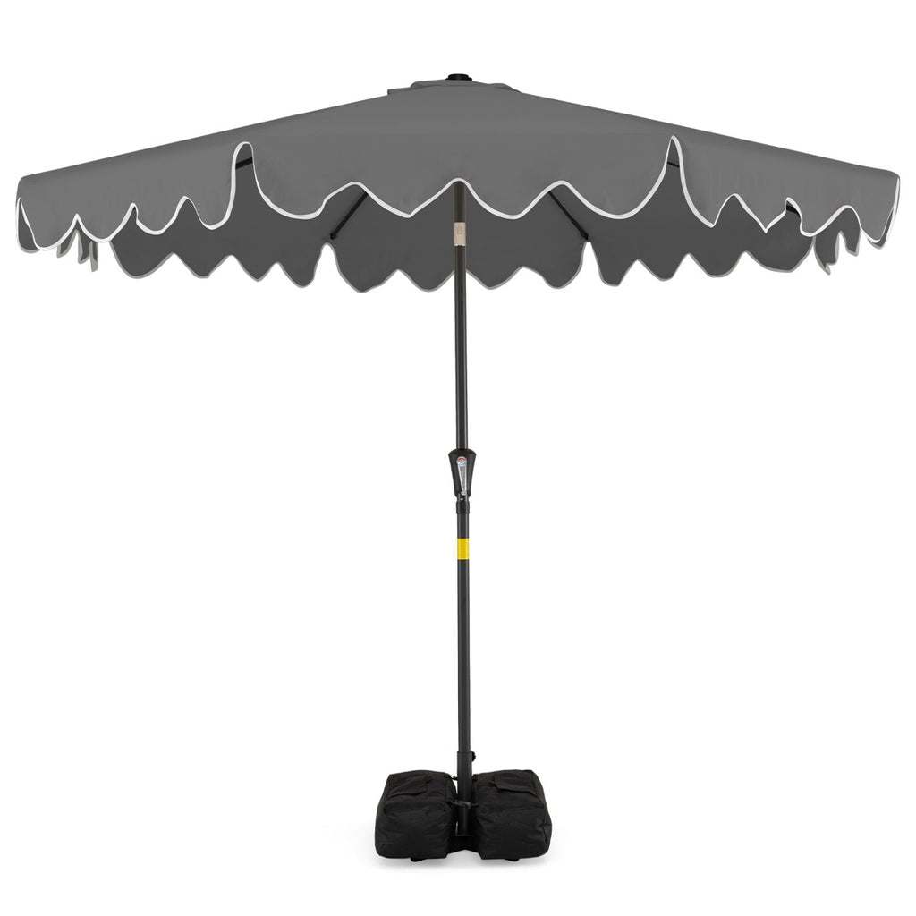9-Foot Tilting Patio Umbrella with Weighted Base and Sandbags
