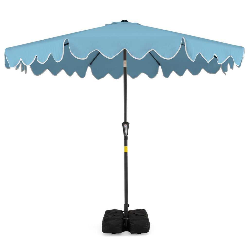 9-Foot Tilting Patio Umbrella with Weighted Base and Sandbags