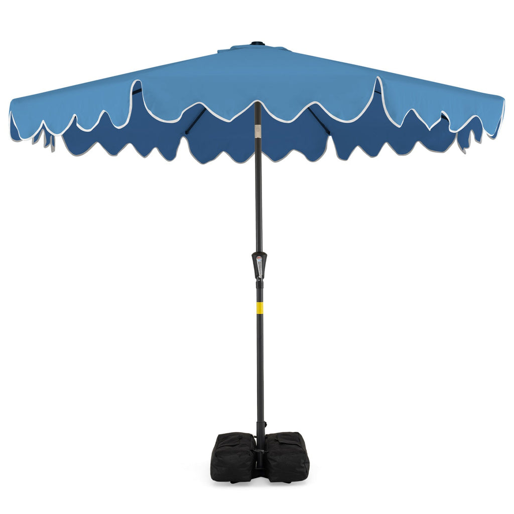 9-Foot Tilting Patio Umbrella with Weighted Base and Sandbags