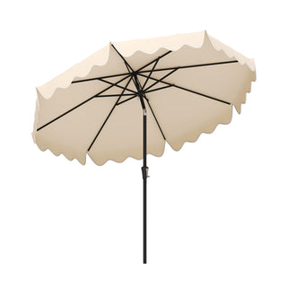 9-Foot Patio Umbrella with Push-Button Tilt, Crank Handle and Ruffled Canopy