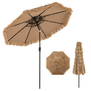 9-Foot Thatched Tiki Patio Umbrella with Tilt and 8 Steel Ribs