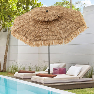 9-Foot Thatched Tiki Patio Umbrella with Tilt and 8 Steel Ribs