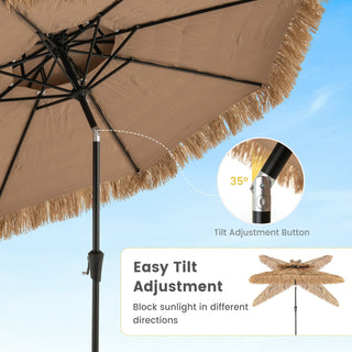 9-Foot Thatched Tiki Patio Umbrella with Tilt and 8 Steel Ribs