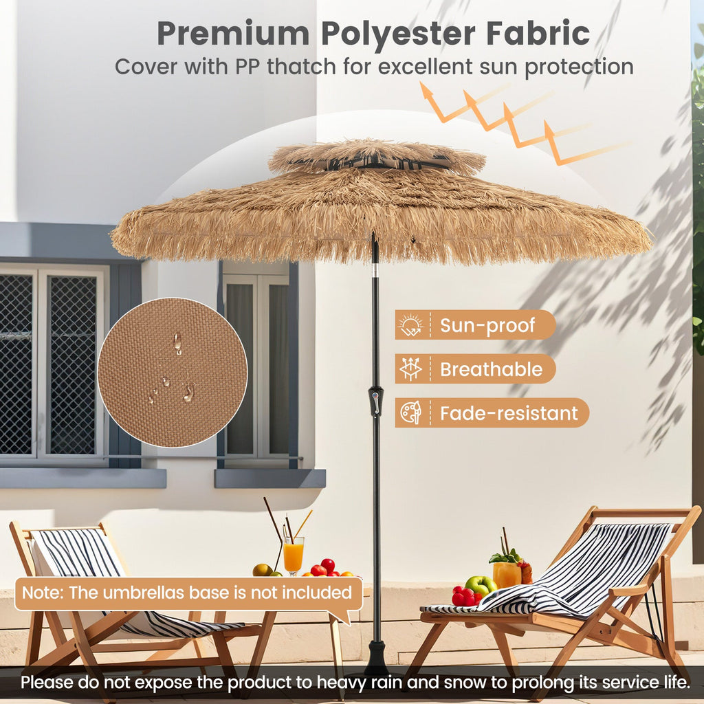9-Foot Thatched Tiki Patio Umbrella with Tilt and 8 Steel Ribs