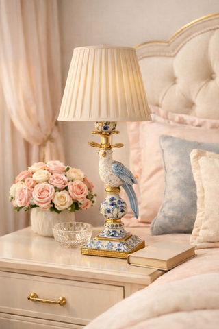 Large Blue & White Bird Rechargeable Lamp
