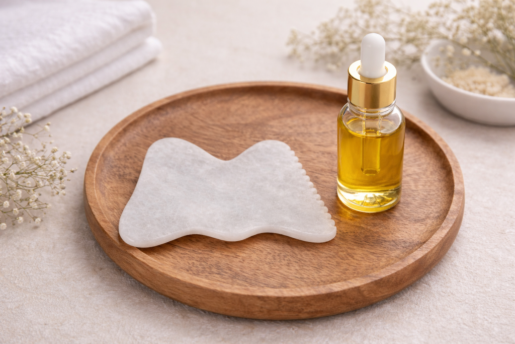 Clear Quartz Sculpt-M Gua Sha – M-Shape Facial Sculpting Tool