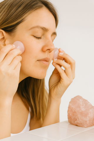 Rose Quartz Gua Sha Mushrooms – Crystal Facial & Body Massage Set