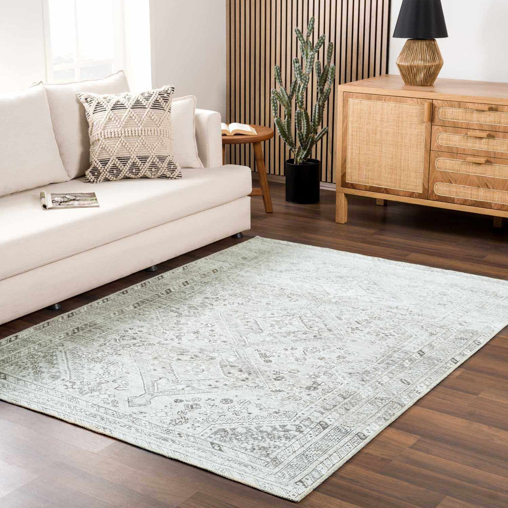 Barny Sage Flat Pile Washable Rug – Soft Modern Area Carpet for Home