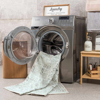 Barny Sage Flat Pile Washable Rug – Soft Modern Area Carpet for Home