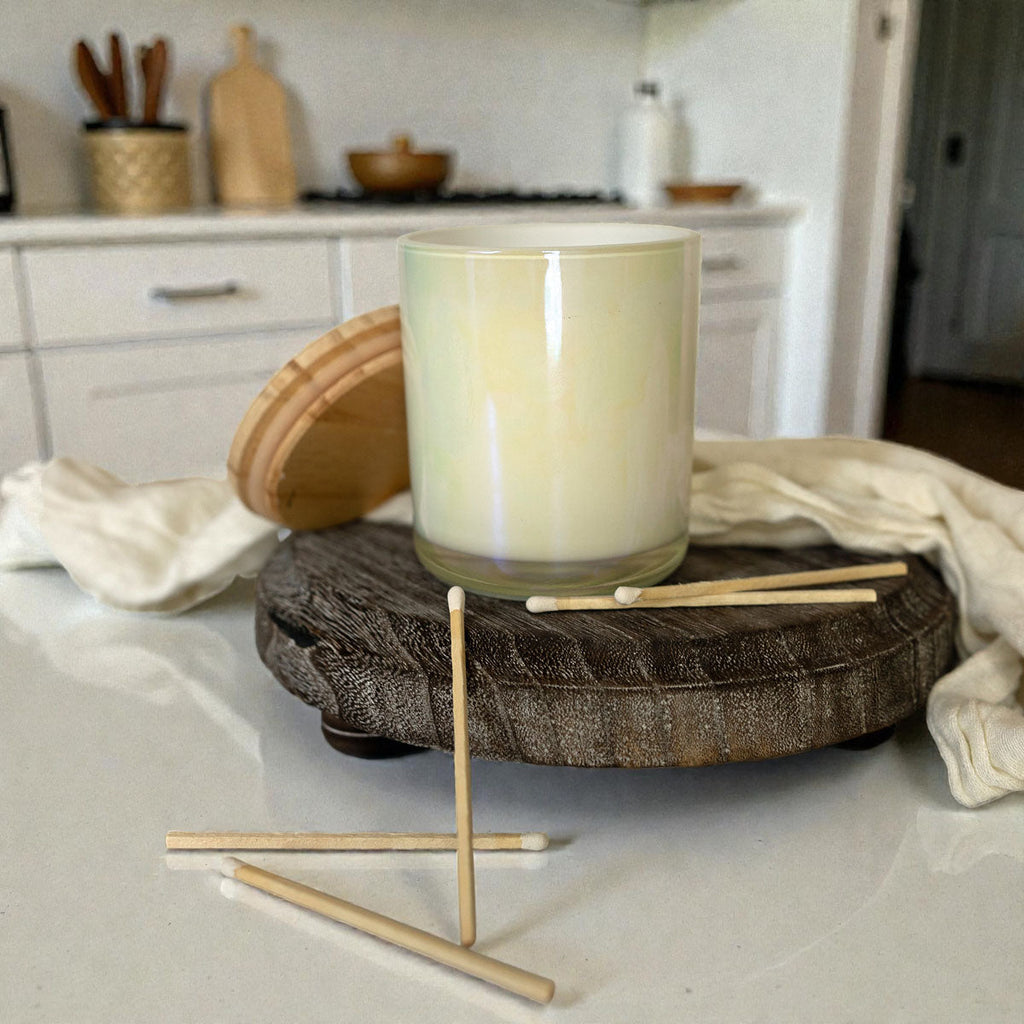 Round Wooden Pedestal Tray – Rustic or Natural Paulownia Wood Display Stand