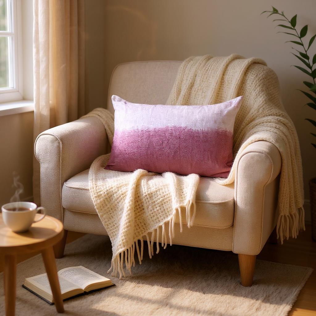 Linen Lumbar Ombre Throw Pillow – Handwoven Home Decor