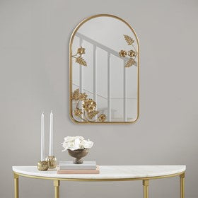 Adaline Arched Metal Floral Wall Mirror | Gold Decorative Mirror
