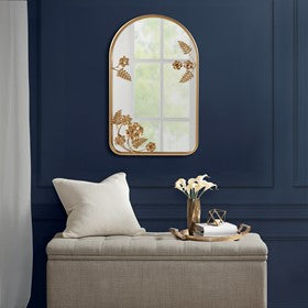 Adaline Arched Metal Floral Wall Mirror | Gold Decorative Mirror