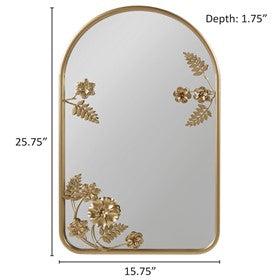 Adaline Arched Metal Floral Wall Mirror | Gold Decorative Mirror