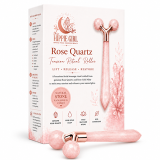 Rose Quartz Tension Ritual™ Roller – 3D Faceted Crystal Face & Neck Massager