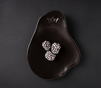 Appetizer Side Plate / Spoon Rest – Organic Ceramic in Black Matte (Set of 4)