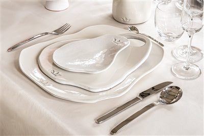 Appetizer Side Plate / Spoon Rest – Organic White Ceramic (Set of 4)