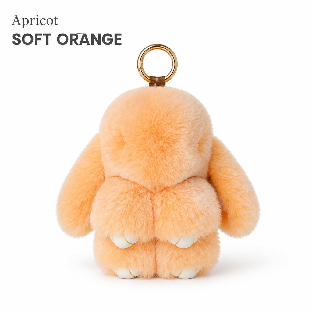 Bunny Lulu Rex Fur Key Chain Gift Set with Vintage Tin or Drawstring Bag