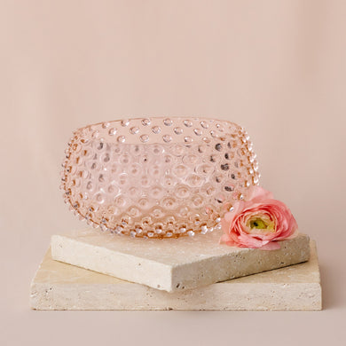 Hobnail Glass Bowl in Apricot Chiffon – Large
