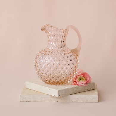 Hobnail Glass Jug in Apricot Chiffon – 2 Liter