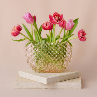 Hobnail Glass Vase in Apricot Chiffon – Optic