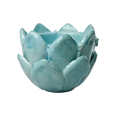 Artichoke Cachepot – Handmade Italian Ceramic Cachepot in White, Aqua, Yellow, Cobalt & Green