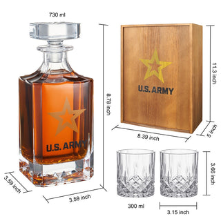Army Whiskey Decanter Set with Two Glasses