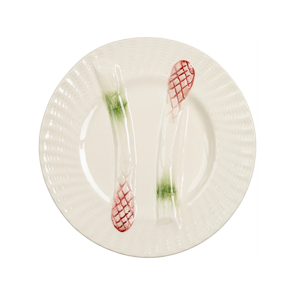 Asparagus Plates Set of 2 – Hand-Painted Portuguese Majolica Style Plates in Turquoise, Green & White