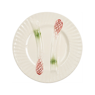 Asparagus Plates Set of 2 – Hand-Painted Portuguese Majolica Style Plates in Turquoise, Green & White