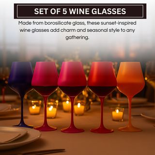 Southwest Sunset Large Colored Wine Glass Set of 5 – 20oz Vibrant Glassware for Dinner Parties
