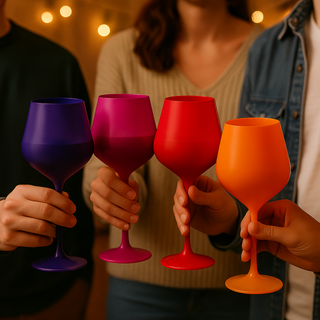 Southwest Sunset Large Colored Wine Glass Set of 5 – 20oz Vibrant Glassware for Dinner Parties