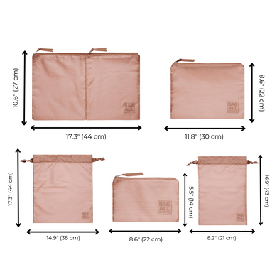 Packing Bags Set – Recycled Nylon – 5-pack – Pink/Blush