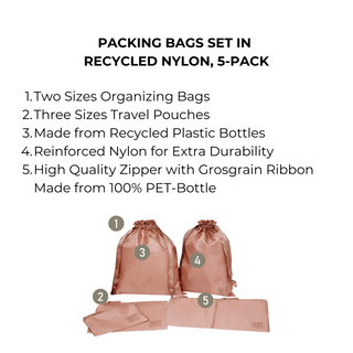 Packing Bags Set – Recycled Nylon – 5-pack – Pink/Blush