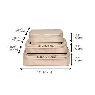 Compression Packing Cubes & Packing Bags – Recycled Nylon – 8-pack – Taupe