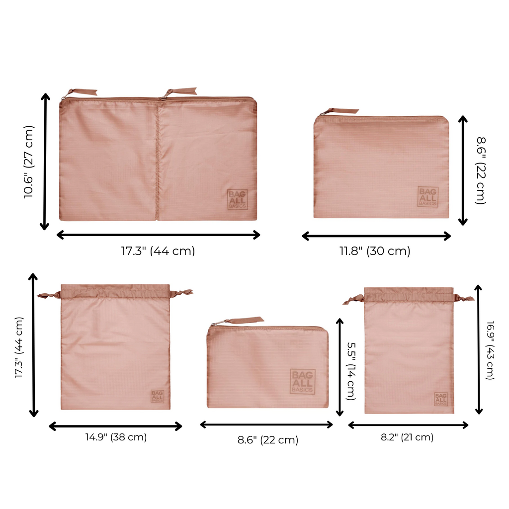 Compression Packing Cubes & Packing Bags – Recycled Nylon – 8-pack – Pink/Blush
