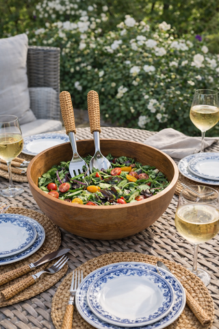 Basketweave Salad Server Set | Elegant Tabletop Serving Utensils