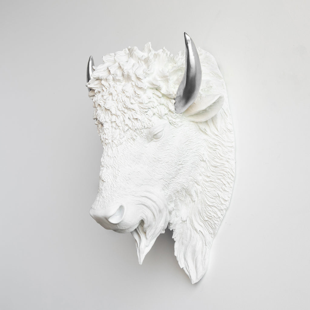 Sculpted Faux Bison Head Wall Decor