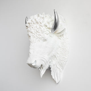 Sculpted Faux Bison Head Wall Decor