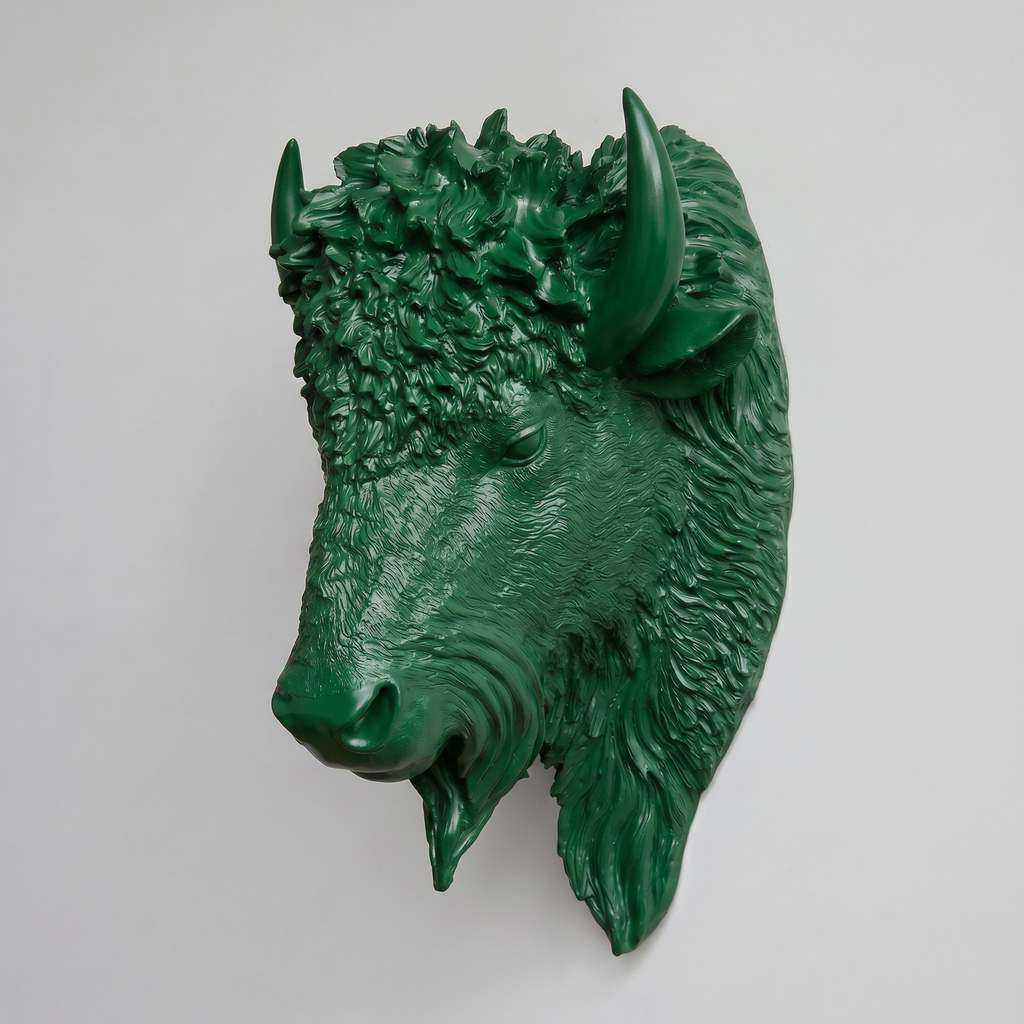 Sculpted Faux Bison Head Wall Decor