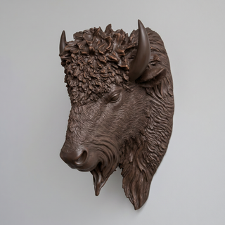 Sculpted Faux Bison Head Wall Decor