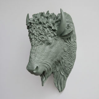 Sculpted Faux Bison Head Wall Decor