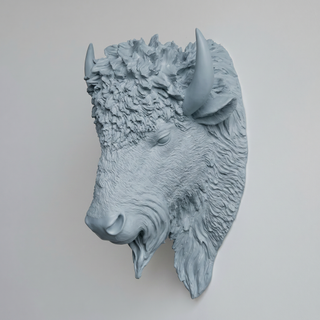 Sculpted Faux Bison Head Wall Decor