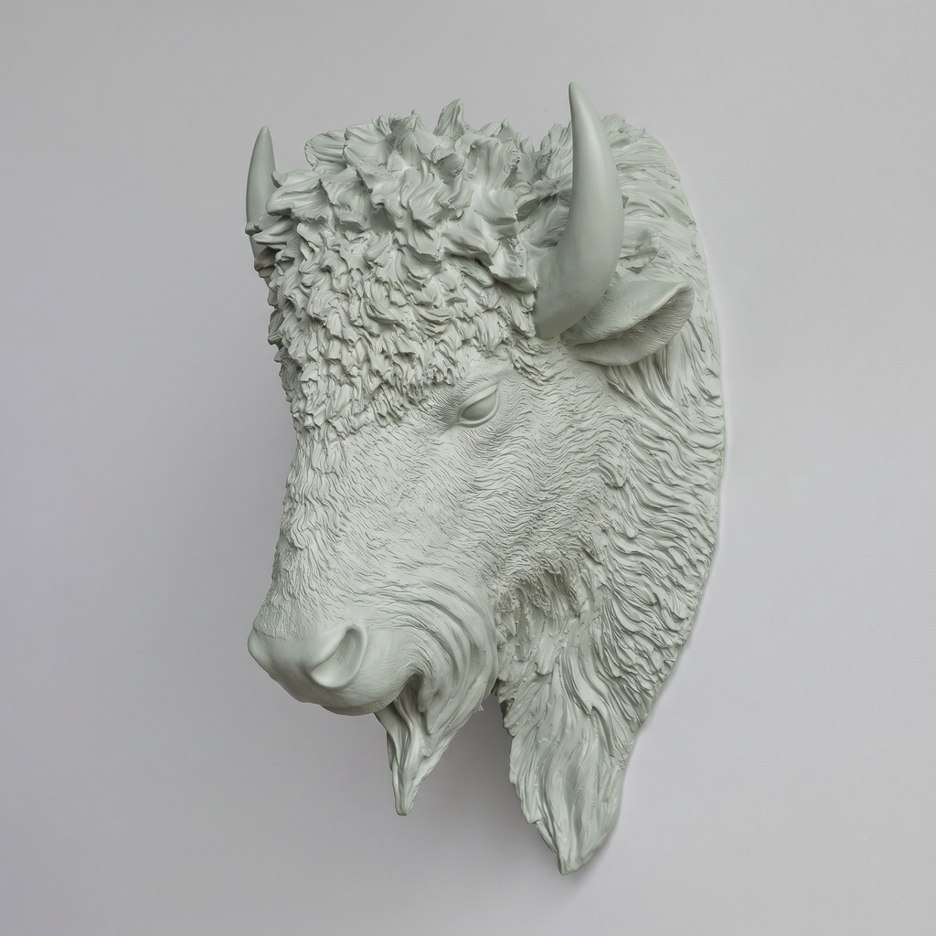 Sculpted Faux Bison Head Wall Decor