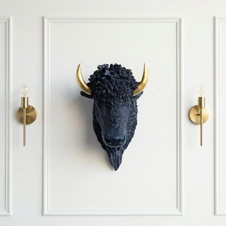 Sculpted Faux Bison Head Wall Decor