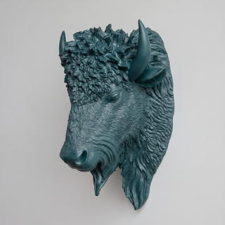 Sculpted Faux Bison Head Wall Decor