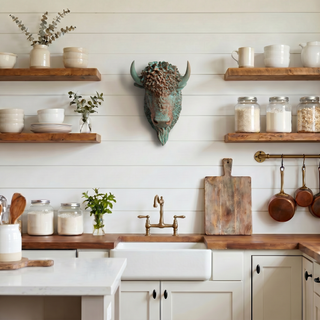 Sculpted Faux Bison Head Wall Decor